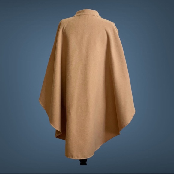 Cape Coat-One Size-Cotton Blend-Camel Color - Picture 2 of 8
